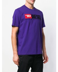 T-shirt à col rond imprimé violet Diesel