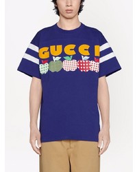 T-shirt à col rond imprimé violet Gucci
