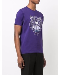 T-shirt à col rond imprimé violet Kenzo