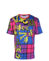 T-shirt à col rond imprimé violet Versace