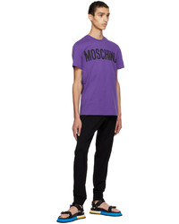 T-shirt à col rond imprimé violet Moschino