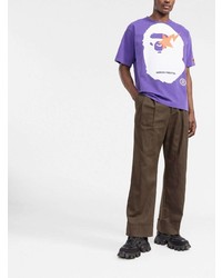 T-shirt à col rond imprimé violet Heron Preston