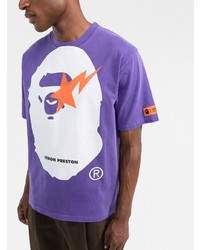 T-shirt à col rond imprimé violet Heron Preston