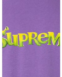 T-shirt à col rond imprimé violet Supreme