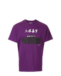 T-shirt à col rond imprimé violet Yoshiokubo