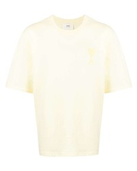 T-shirt à col rond jaune Ami Paris