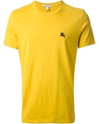 T-shirt à col rond jaune Burberry