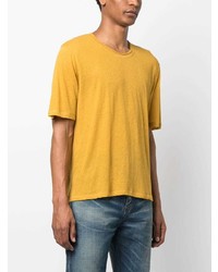 T-shirt à col rond jaune Saint Laurent