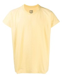 T-shirt à col rond jaune Issey Miyake