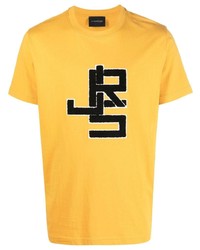 T-shirt à col rond jaune John Richmond