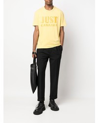 T-shirt à col rond jaune Just Cavalli