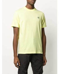 T-shirt à col rond jaune Stone Island