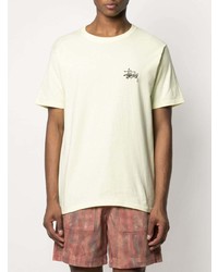 T-shirt à col rond jaune Stussy