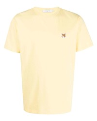 T-shirt à col rond jaune MAISON KITSUNÉ