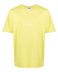 T-shirt à col rond jaune MSGM