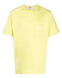 T-shirt à col rond jaune MSGM