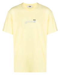 T-shirt à col rond jaune MSGM