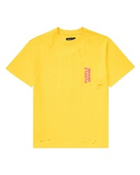 T-shirt à col rond jaune purple brand