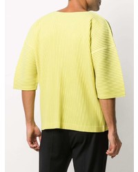 T-shirt à col rond jaune Homme Plissé Issey Miyake