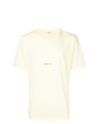 T-shirt à col rond jaune Saint Laurent