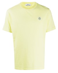 T-shirt à col rond jaune Stone Island