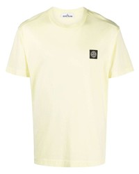 T-shirt à col rond jaune Stone Island