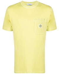 T-shirt à col rond jaune Stone Island