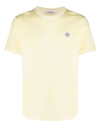 T-shirt à col rond jaune Stone Island