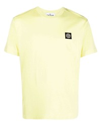 T-shirt à col rond jaune Stone Island