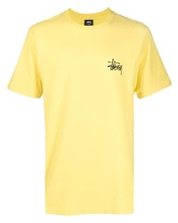 T-shirt à col rond jaune Stussy