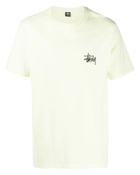 T-shirt à col rond jaune Stussy