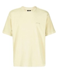 T-shirt à col rond jaune Stussy