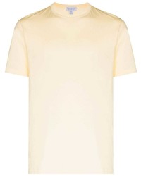 T-shirt à col rond jaune Sunspel