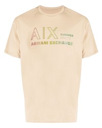 T-shirt à col rond marron clair Armani Exchange