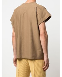 T-shirt à col rond marron clair Homme Plissé Issey Miyake