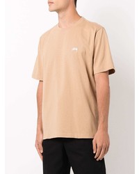 T-shirt à col rond marron clair Stussy