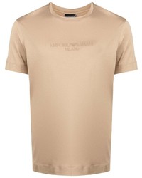 T-shirt à col rond marron clair Emporio Armani