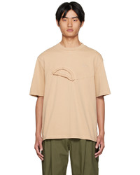 T-shirt à col rond marron clair Feng Chen Wang