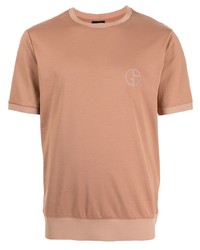 T-shirt à col rond marron clair Giorgio Armani