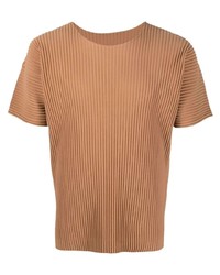 T-shirt à col rond marron clair Homme Plissé Issey Miyake