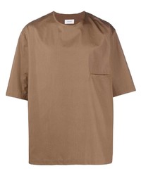 T-shirt à col rond marron clair Lemaire