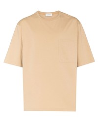 T-shirt à col rond marron clair Lemaire