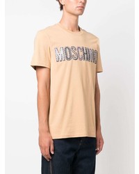 T-shirt à col rond marron clair Moschino