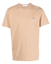 T-shirt à col rond marron clair MAISON KITSUNÉ