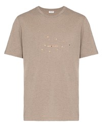 T-shirt à col rond marron clair Saint Laurent