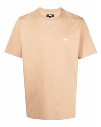 T-shirt à col rond marron clair Stussy