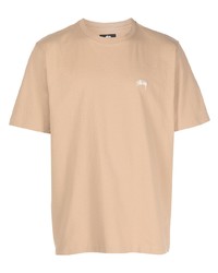 T-shirt à col rond marron clair Stussy