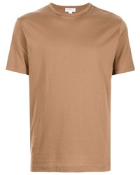 T-shirt à col rond marron clair Sunspel