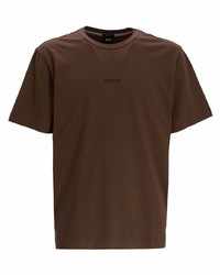 T-shirt à col rond marron foncé BOSS