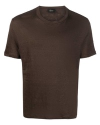 T-shirt à col rond marron foncé Brioni
